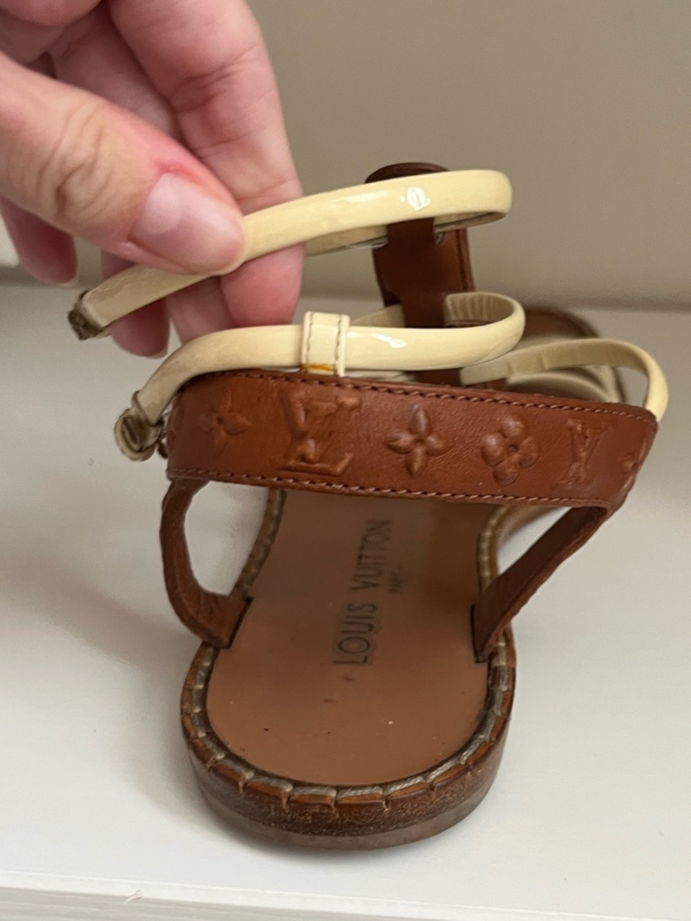 Louis Vuitton Brown and Cream Monogram Strappy Sandals - Picture 10 of 13